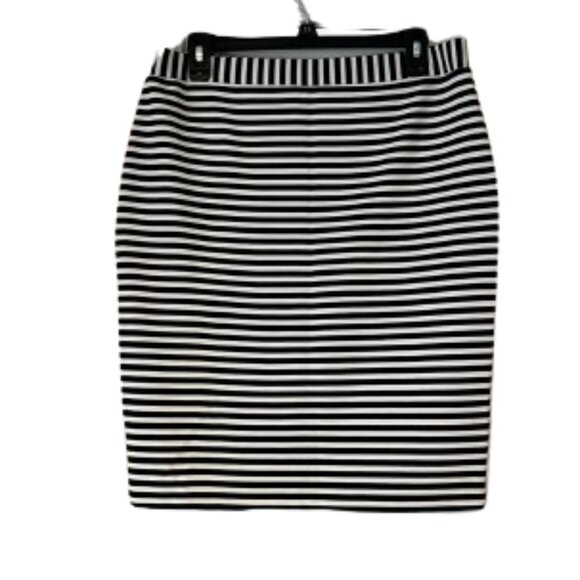 Elle Black & White Striped Pull On Stretch Skirt - Medium - Picture 2 of 6